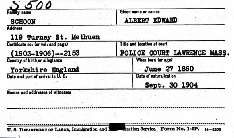 Albert's Ameriacan naturalisation application