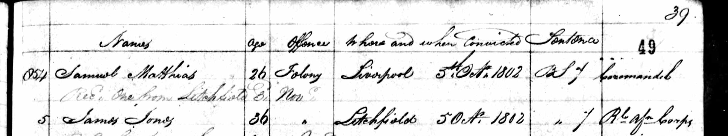 James's farther's prison record