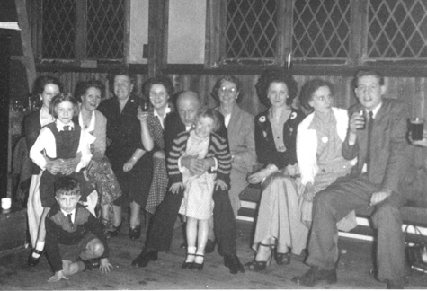 A photograph of Simmonds family members in Elford Village Hall