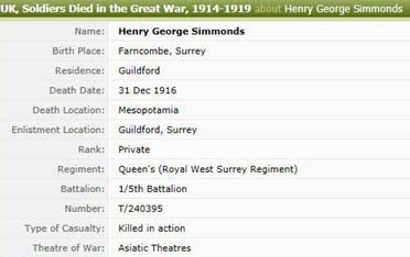 Details of  Henry's George's death in action