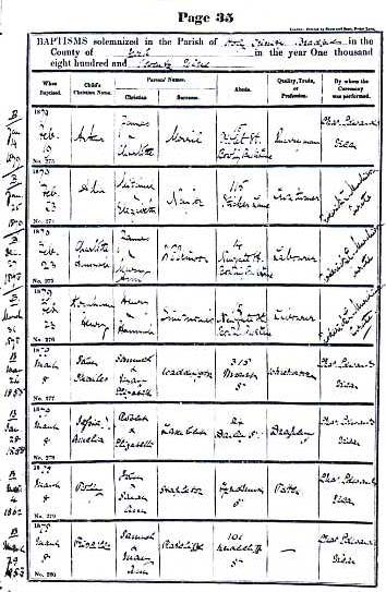 Abraham Henry's 1889 baptism record